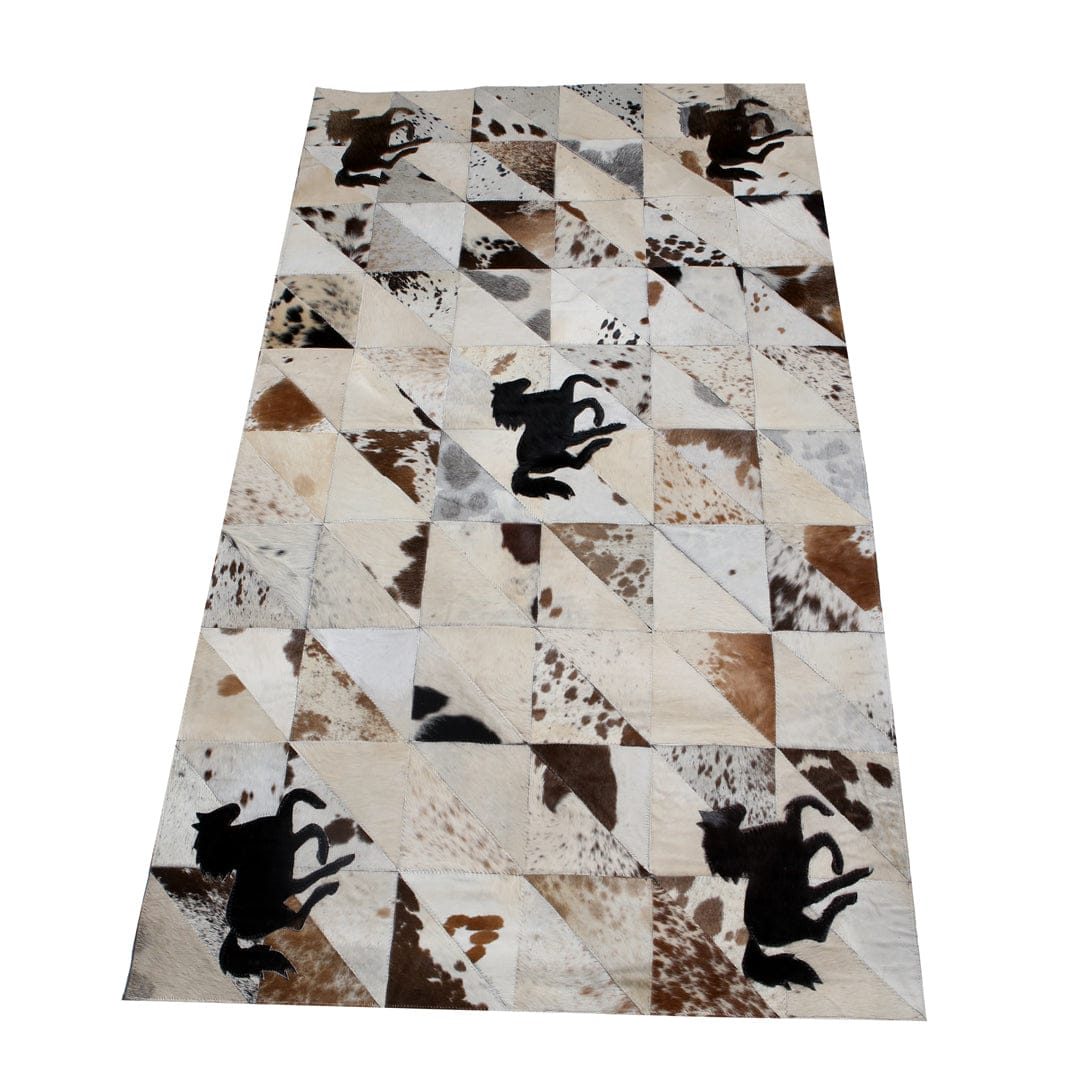 Horse Patch Leather Rug Cow Skin Small Pattern Patchwork Handmade With Genuine Leather