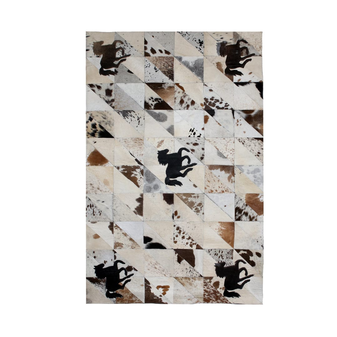 Horse Patch Leather Rug Cow Skin Small Pattern Patchwork Handmade With Genuine Leather