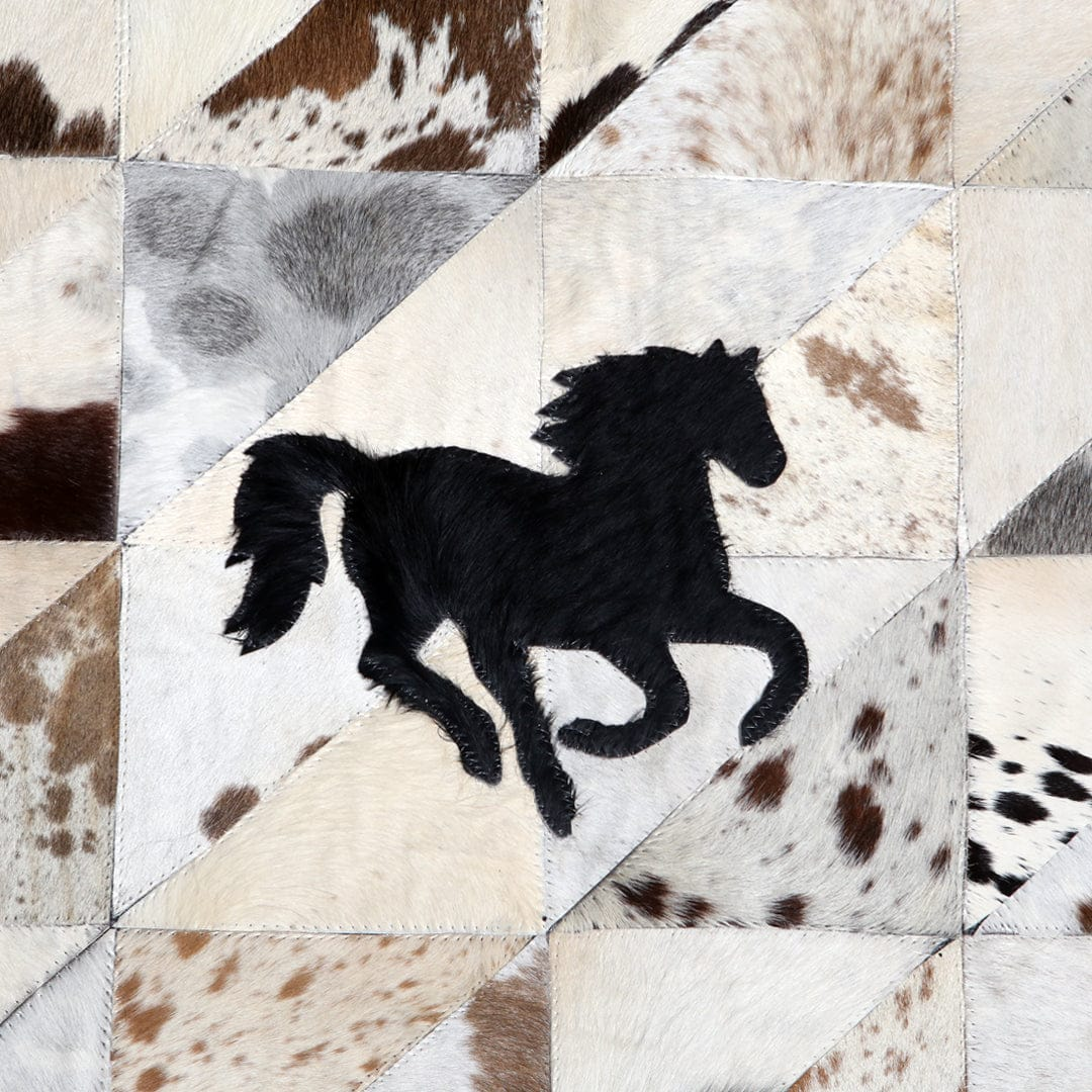 Horse Patch Leather Rug Cow Skin Small Pattern Patchwork Handmade With Genuine Leather