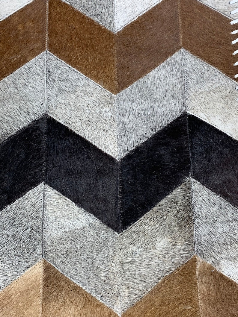 Cow Skin Table Pack Runner + Cushion Cover + Table Mat - Pattern Genuine Leather Table Runner, Handmade