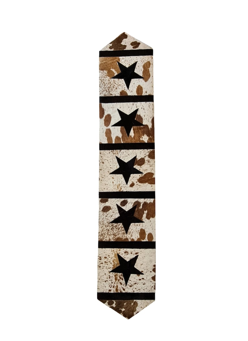 LEATHER Cow Skin TABLE RUNNER - 16" x 96" Star Pattern Genuine Leather Table Runner, Handmade