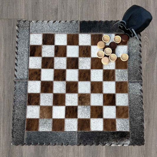 Cowhide Checker Board Genuine Leather Handmade - Buy Now at [Your Online Store]