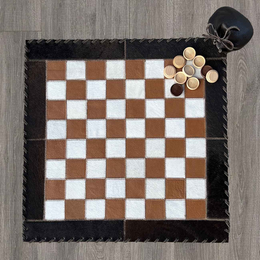 Cowhide Checker Board Genuine Pattern Leather Handmade - Premium Quality | Unique Design