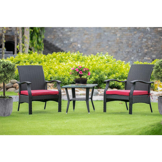 Black Wicker Patio Set - DTL3C01B | Outdoor-Furniture