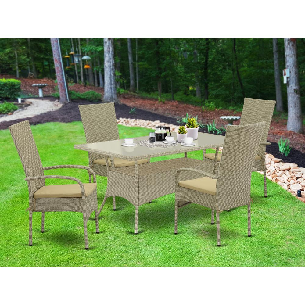 Wicker Patio Set Natural Linen - OSOS5-03A | Outdoor Furniture Set