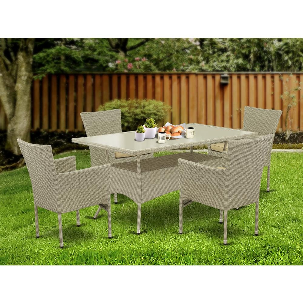 Wicker Patio Set Natural Linen | OSBK5-03A | Outdoor Furniture