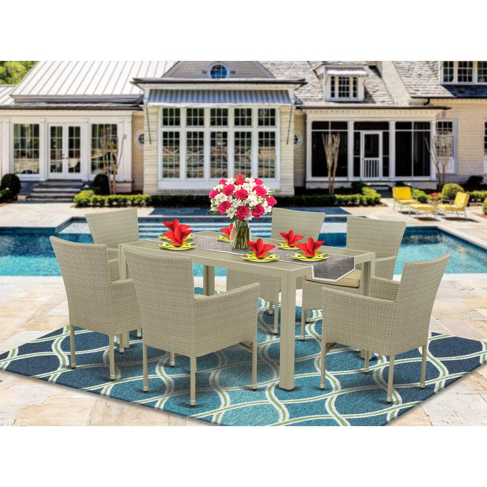 Wicker Patio Set Natural Linen - JUBK7-03A | Outdoor Furniture Set