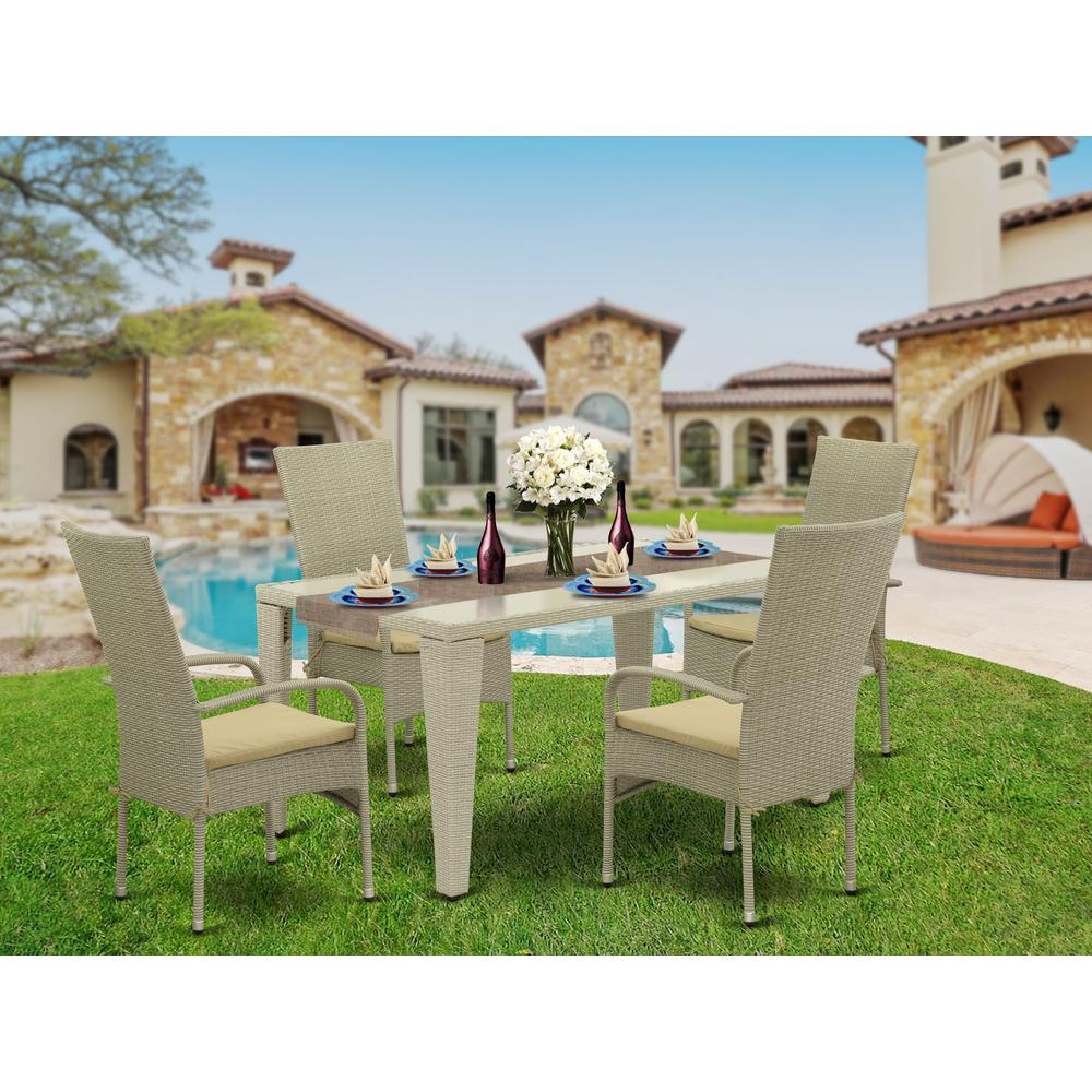 Wicker Patio Set Natural Linen | GUOS5-03A | Outdoor-Furniture Set