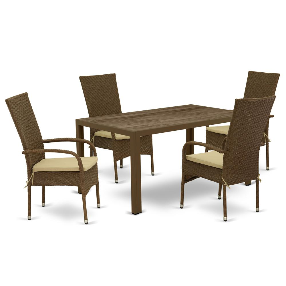 Wicker Patio Set Brown, JUOS5-02A