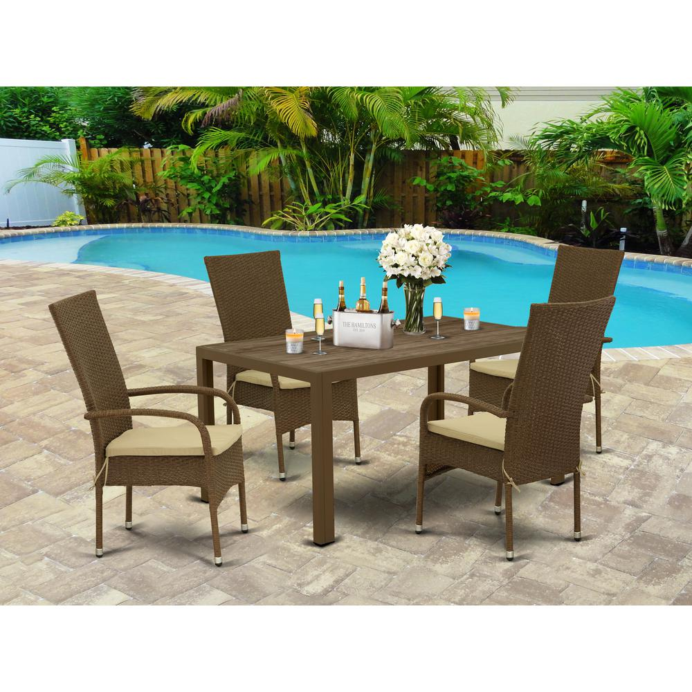 Wicker Patio Set Brown, JUOS5-02A