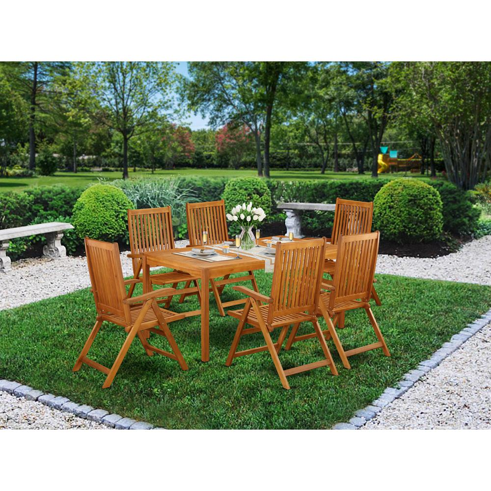 Wooden Patio Set Natural Oil, CMCN7NC5N