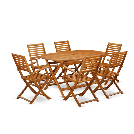 Wooden Patio Set Natural Oil, DIBS7CANA - Outdoor Furniture Dining Set