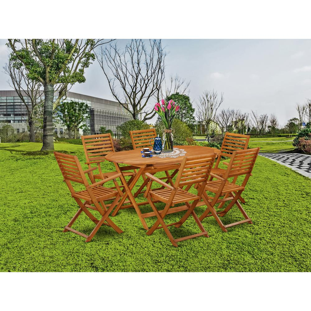 Wooden Patio Set Natural Oil, DIBS7CANA - Outdoor Furniture Dining Set