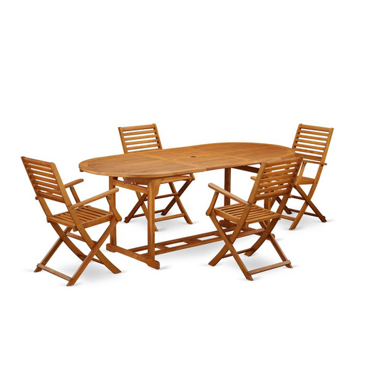Wooden Patio Set Natural Oil - BSBS5CANA | Outdoor-Furniture Dining Set
