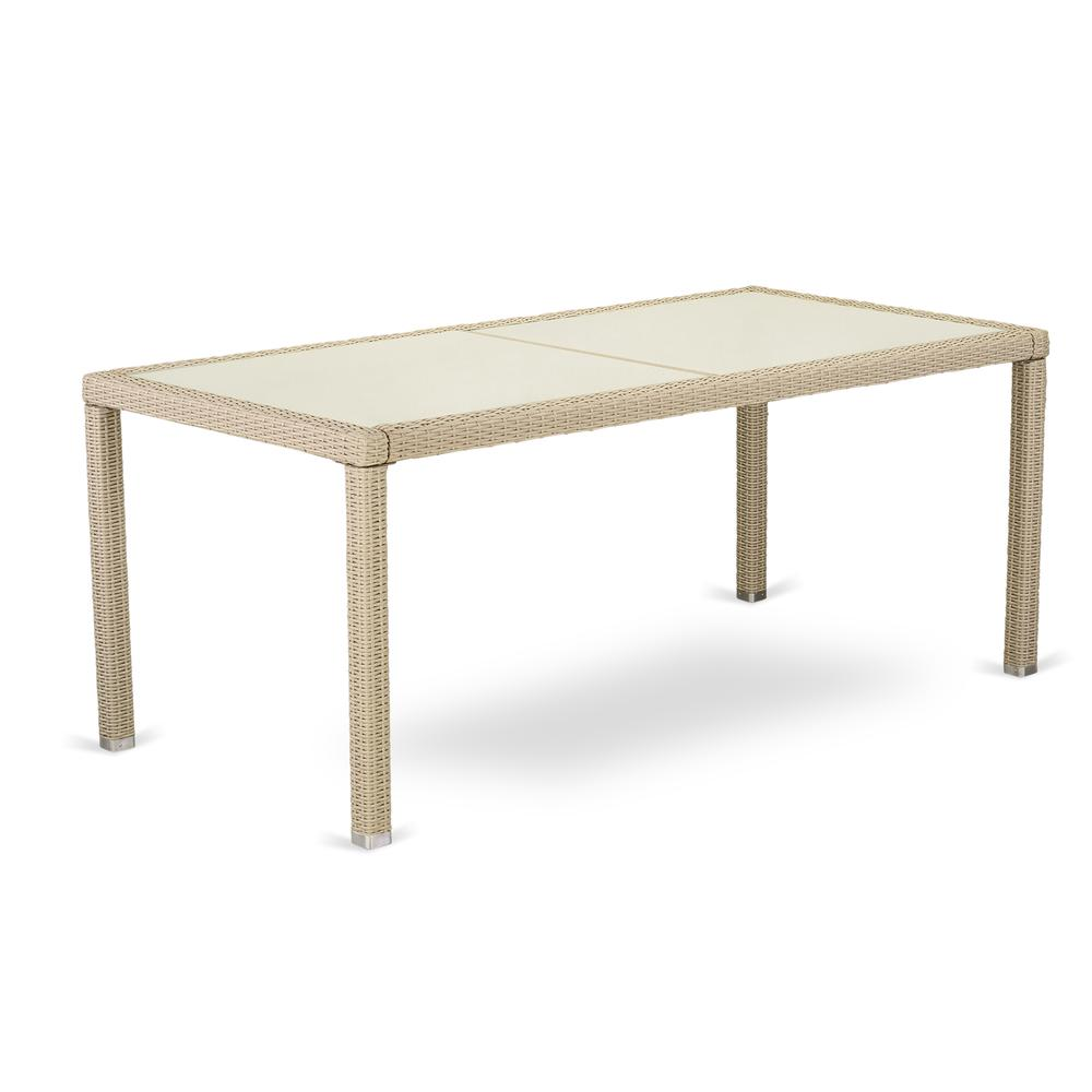 Wicker Patio Table Cream - Weather Resistant Outdoor-Furniture