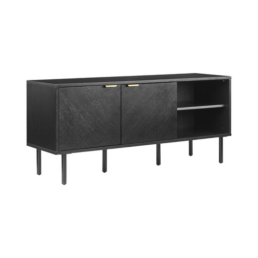 Brody Record Storage Sideboard - Modern Oak Wood Credenza