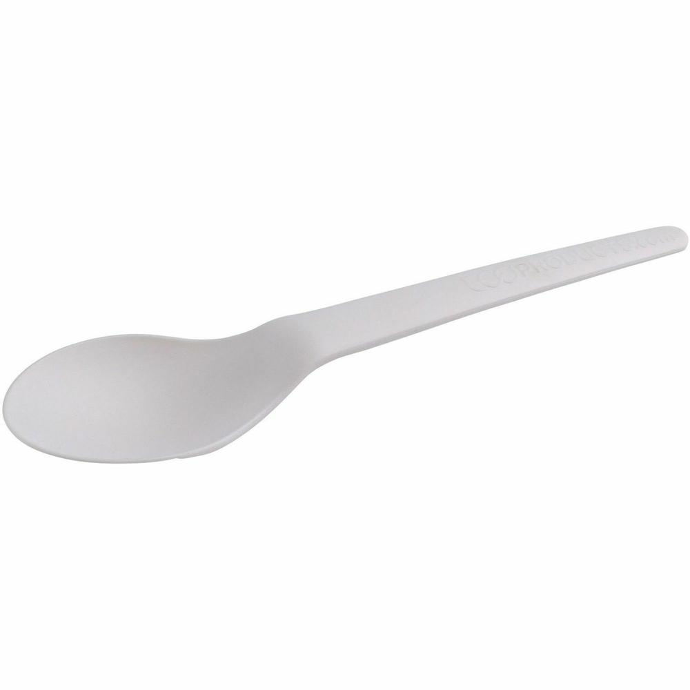 Eco-Products 6" Plantware High-heat Spoons - Disposable - Pearl White