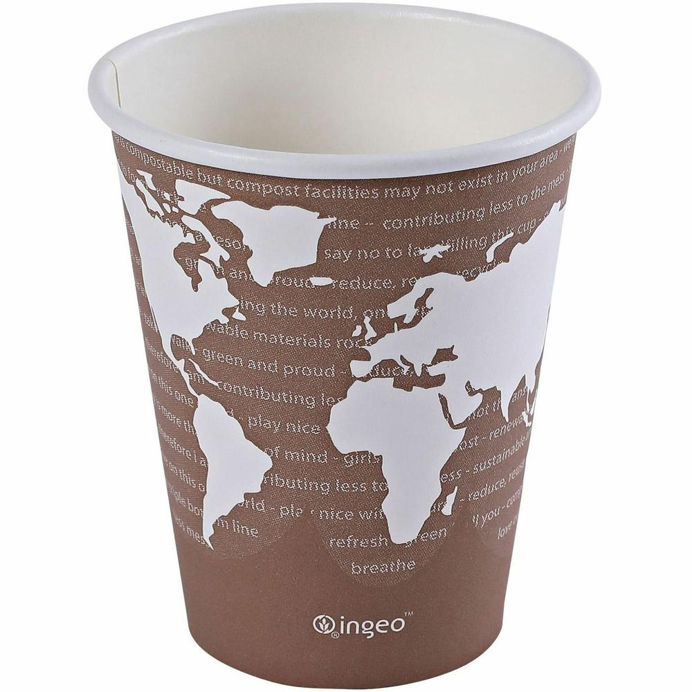 Eco-Products 8 oz World Art Hot Beverage Cups - Leakproof and Eco-Friendly