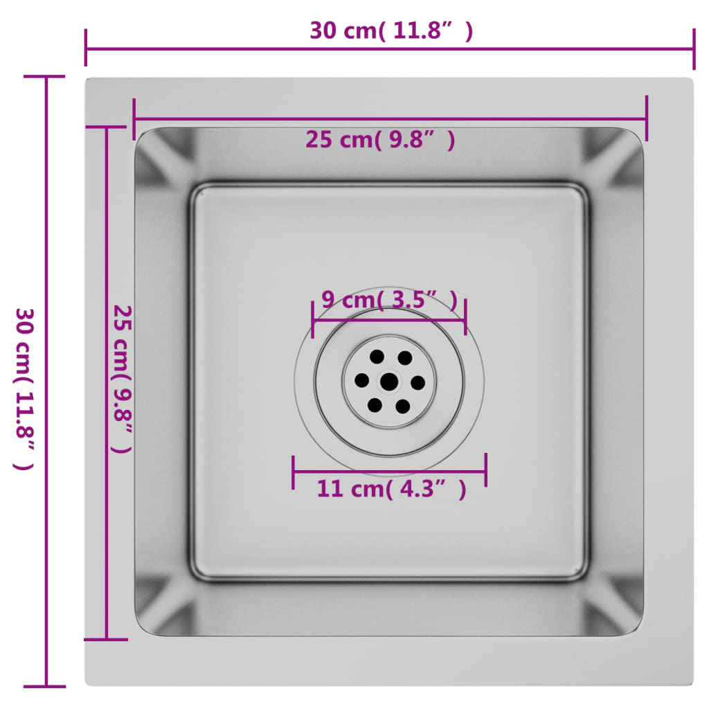vidaXL Handmade Kitchen Sink Stainless Steel - Contemporary Design, Anti-Condensation Paint, Sound-Proofing