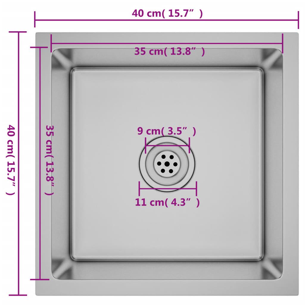 vidaXL Handmade Kitchen Sink Stainless Steel - Clean Contemporary Design