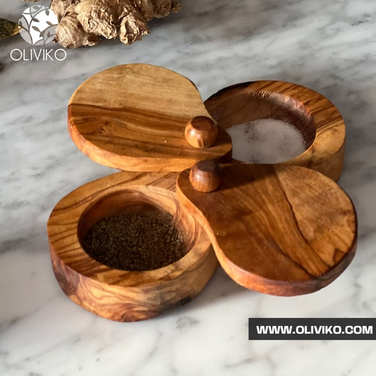 Handmade Olive Wood Salt and Pepper Dispenser - Elegant Kitchenware