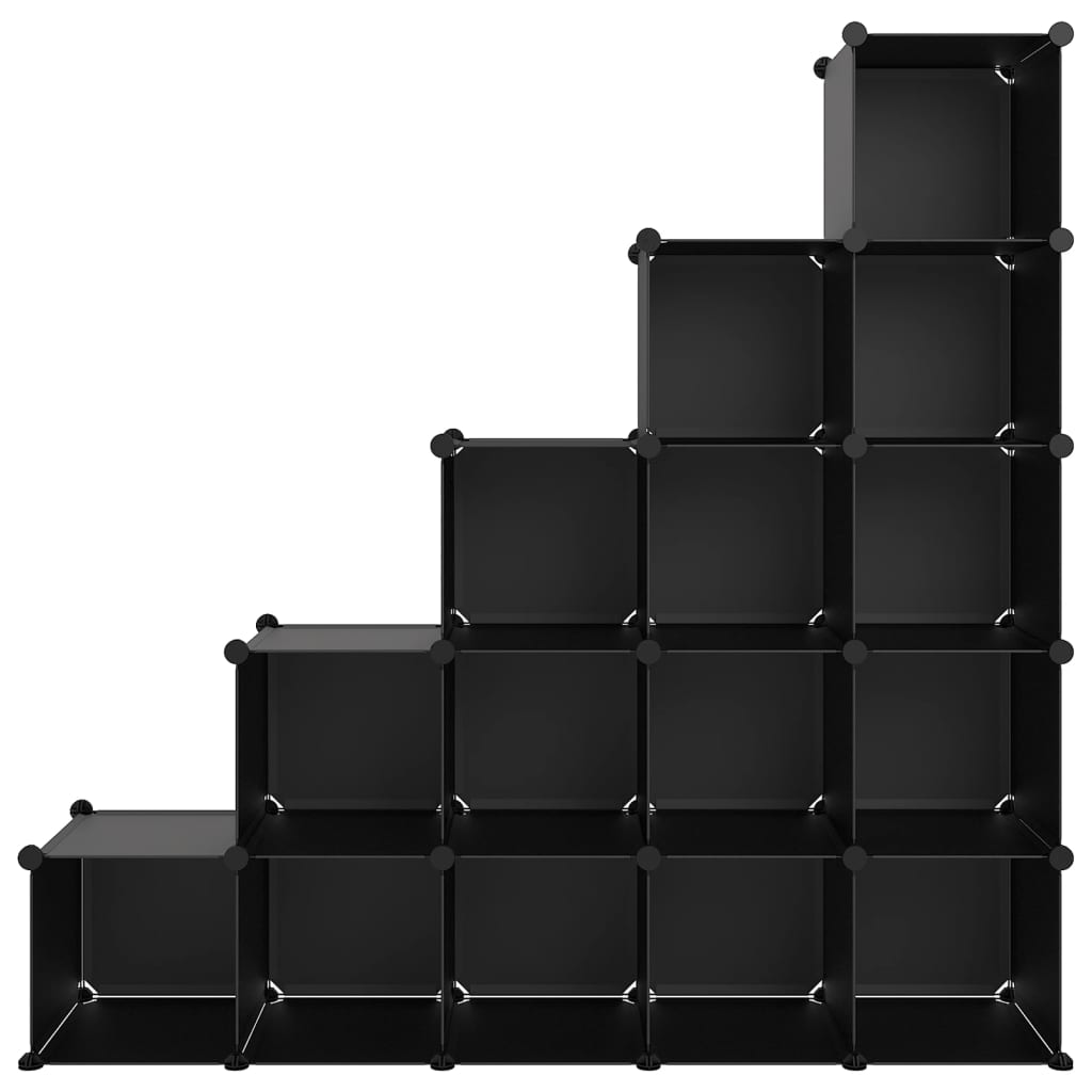 vidaXL Storage Cube Organizer with 15 Cubes Black PP - Organize and Optimize Your Space