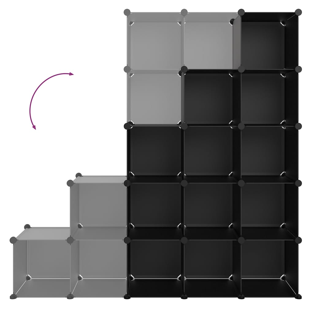 vidaXL Storage Cube Organizer with 15 Cubes Black PP - Organize and Optimize Your Space