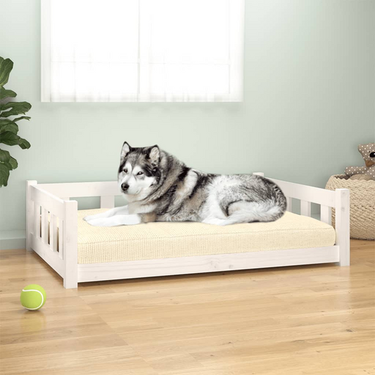 vidaXL Dog Bed White 41.5"x29.7"x11" Solid Wood Pine - Comfortable and Stylish