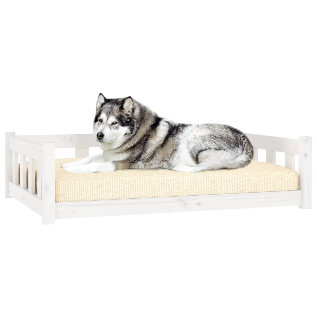 vidaXL Dog Bed White 41.5"x29.7"x11" Solid Wood Pine - Comfortable and Stylish