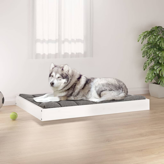 vidaXL Dog Bed White 40"x29.1"x3.5" Solid Wood Pine - Comfortable and Stylish
