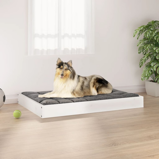 vidaXL Dog Bed White 36"x25.2"x3.5" Solid Wood Pine - Comfortable and Stylish