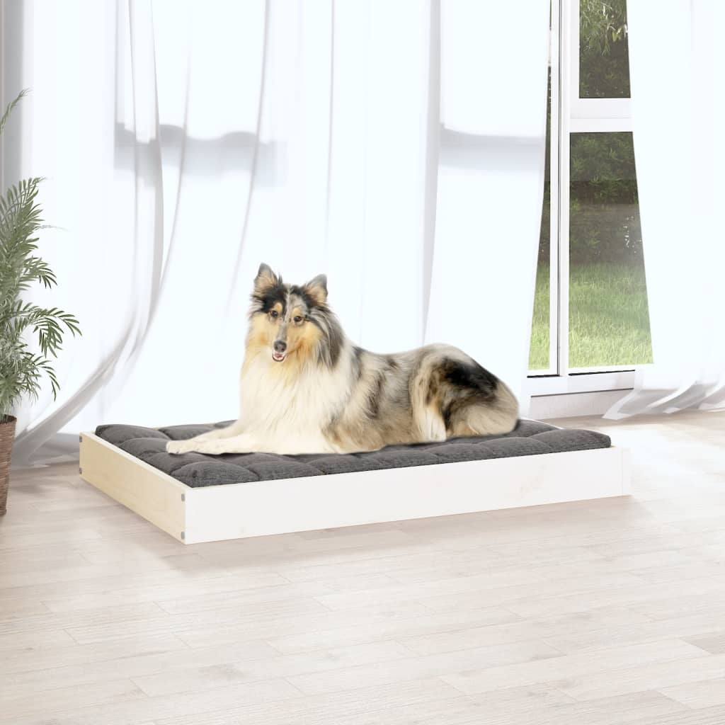 vidaXL Dog Bed White 36"x25.2"x3.5" Solid Wood Pine - Comfortable and Stylish