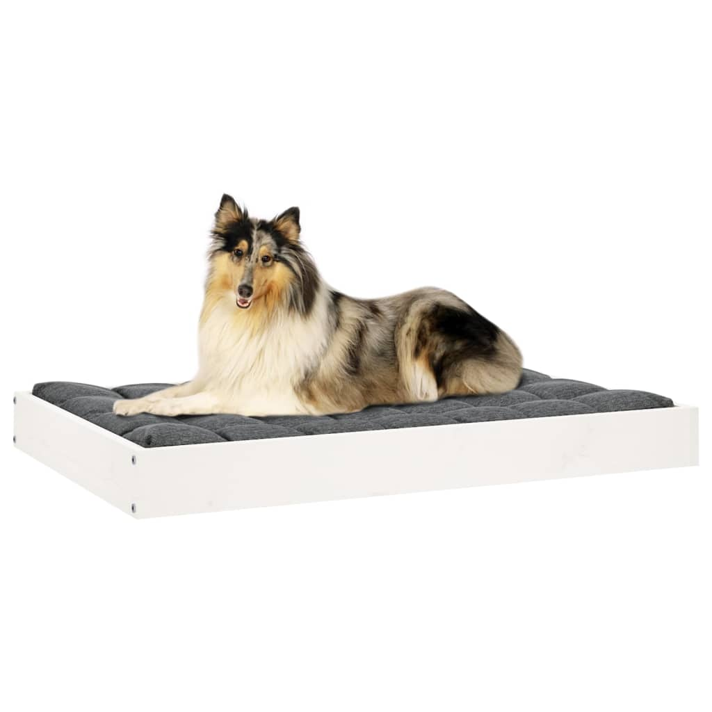 vidaXL Dog Bed White 36"x25.2"x3.5" Solid Wood Pine - Comfortable and Stylish