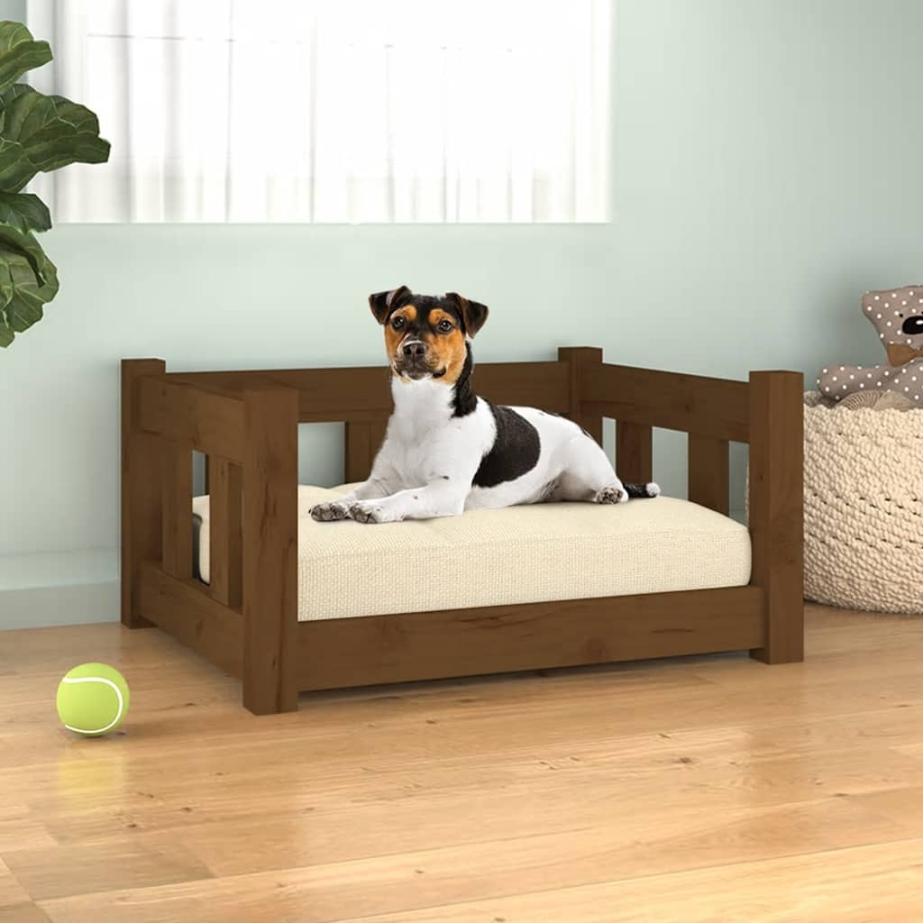 vidaXL Dog Bed Honey Brown 21.9"x17.9"x11" Solid Wood Pine - Comfortable and Stylish