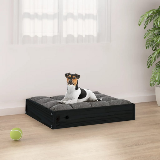vidaXL Dog Bed Black 20.3"x17.3"x3.5" Solid Wood Pine - Comfortable and Stylish