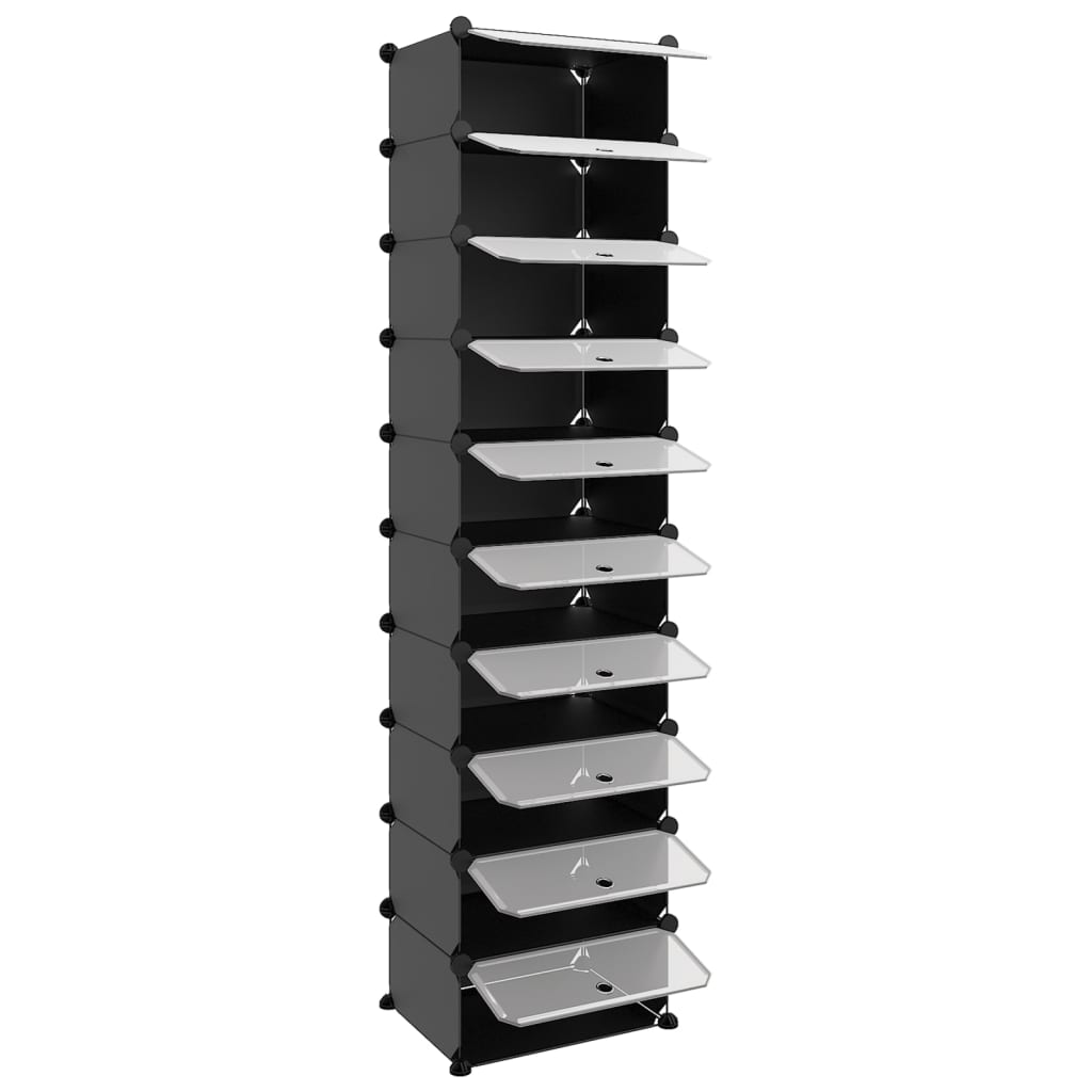 vidaXL Shoe Rack Black 17.3"x12.6"x68.5" PP