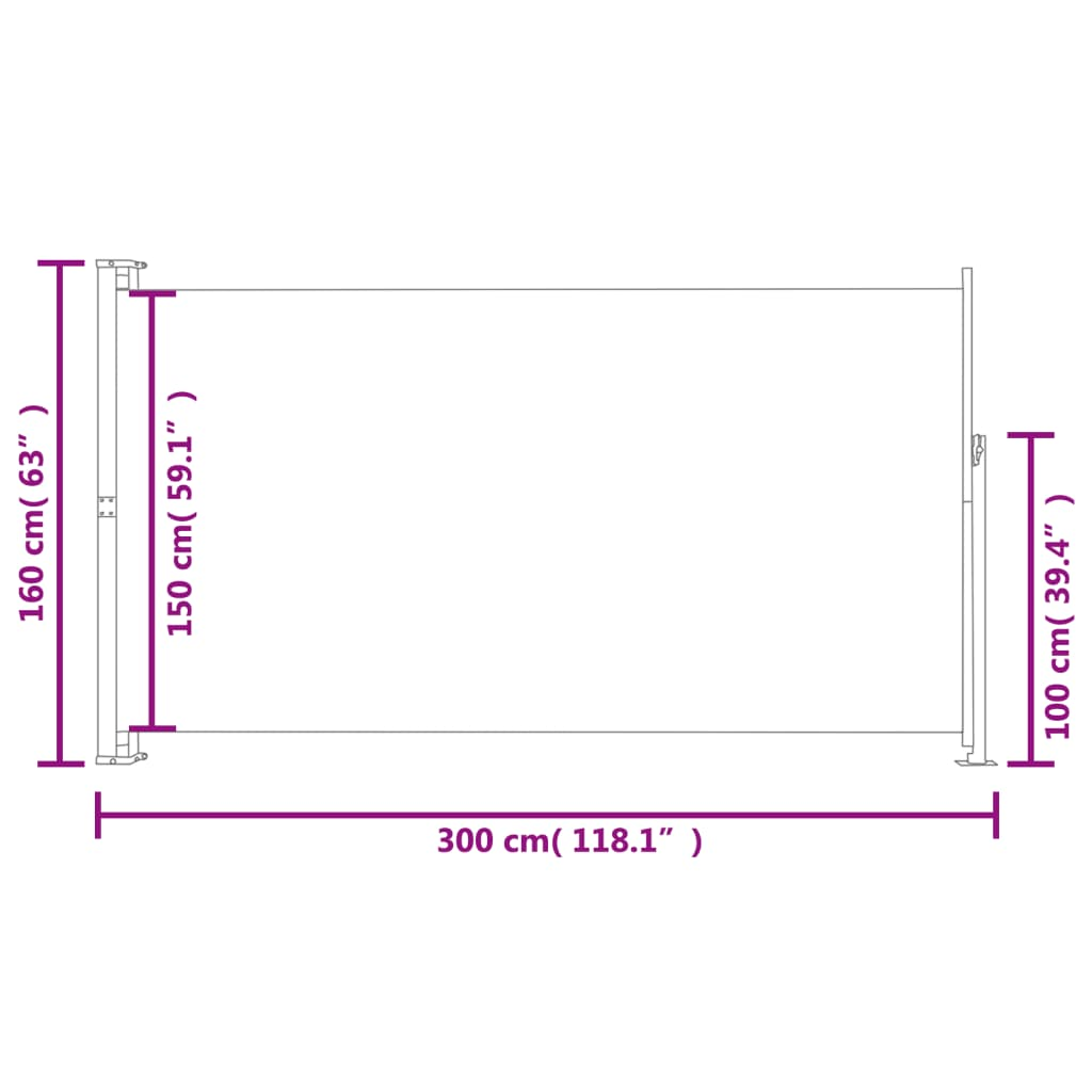 Patio Terrace Side Awning 63"x118" Black - Privacy and Protection