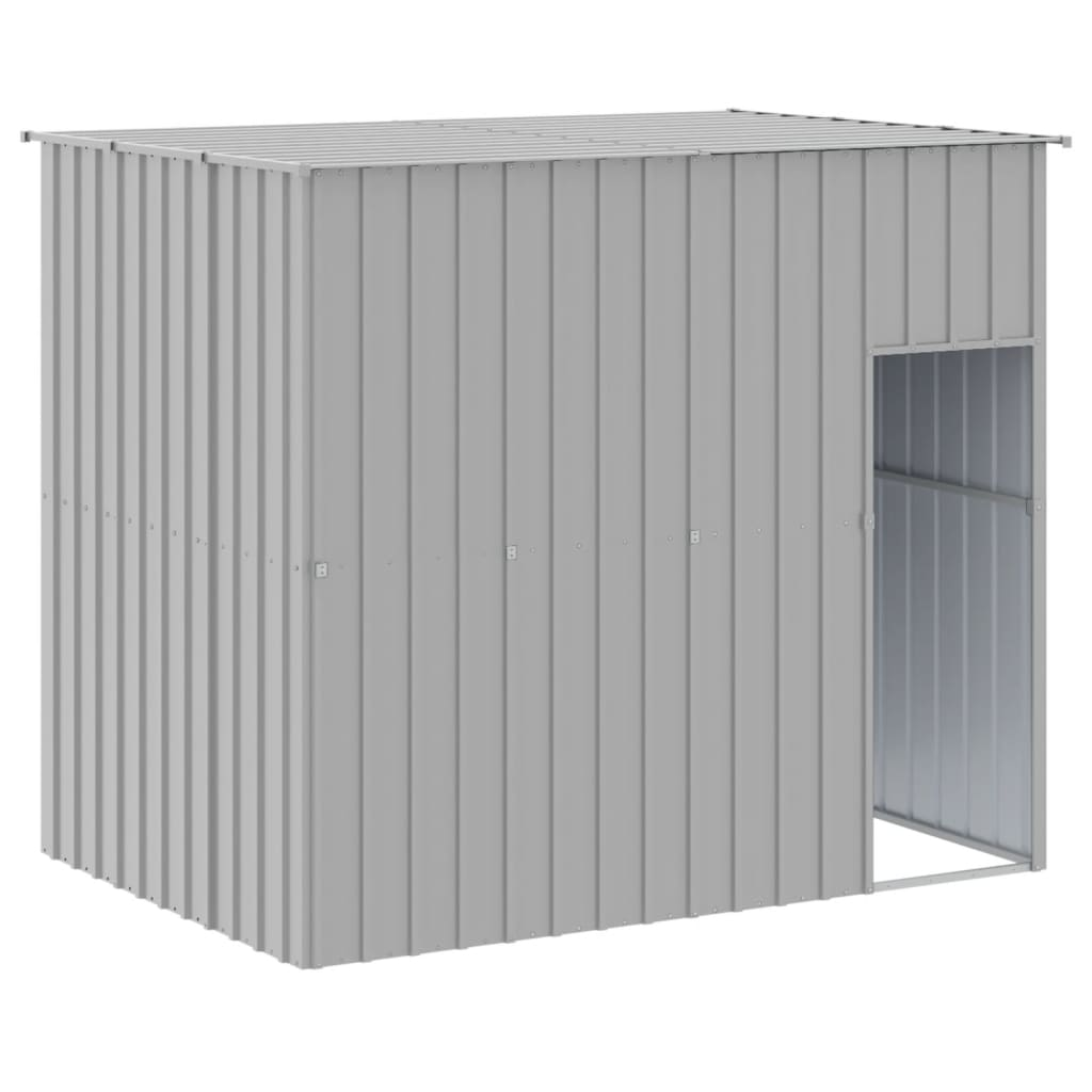 vidaXL Dog House with Run Light Gray 84.3"x260.2"x71.3" Galvanized Steel