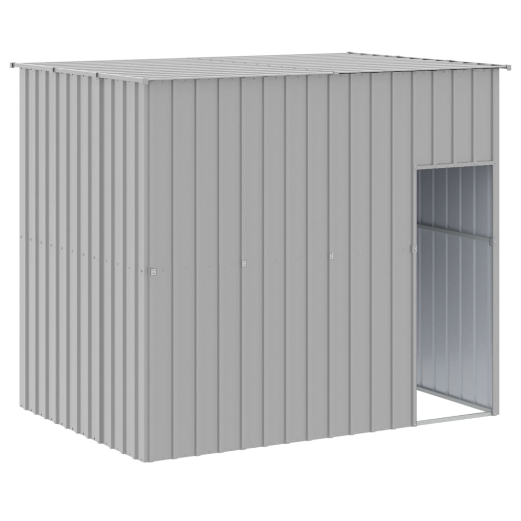 vidaXL Dog House with Run Light Gray 84.3"x340.6"x71.3" Galvanized Steel - Comfort, Safety, and Durability for Your Pet