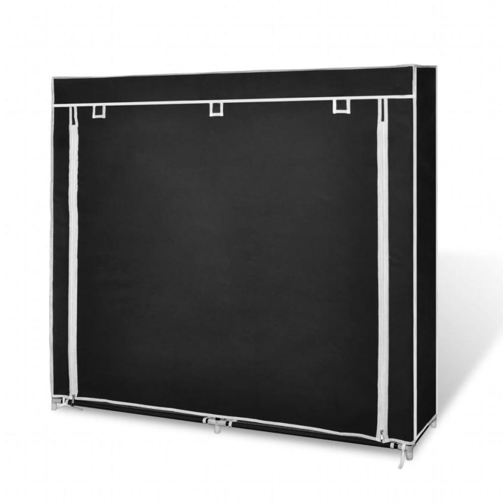 vidaXL Fabric Shoe Cabinet with Cover 45" x 11" x 43" Black - Organize Your Shoe Collection