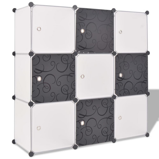 vidaXL Storage Cube Organizer with 9 Compartments - Black and White