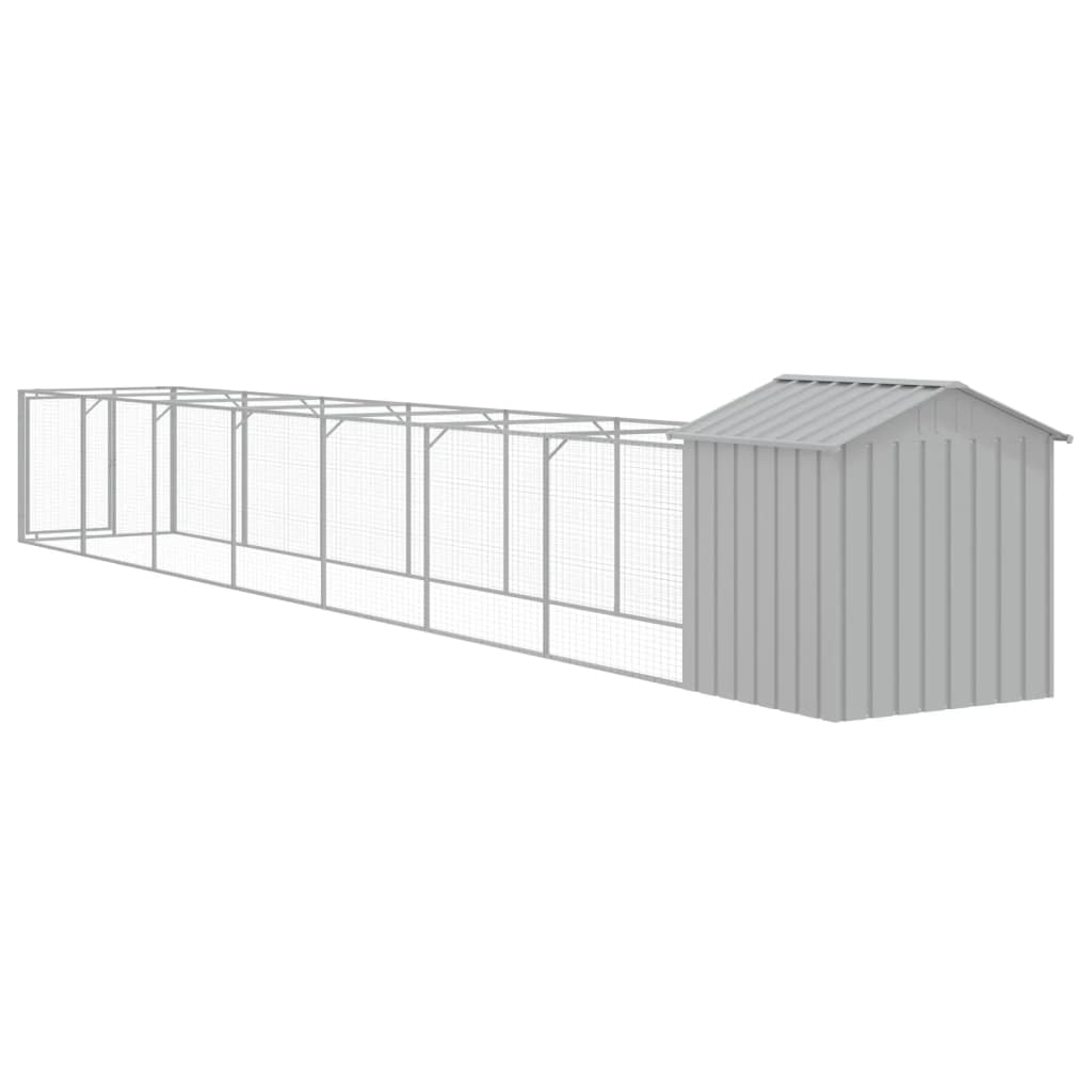 vidaXL Dog House with Roof Light Gray 46.1"x320.1"x48.4" Galvanized Steel