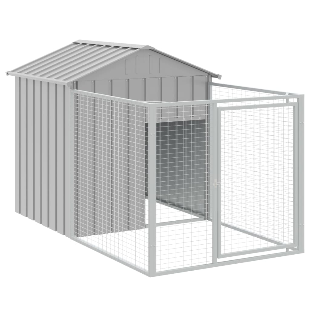 vidaXL Dog House with Roof Light Gray 46.1"x320.1"x48.4" Galvanized Steel