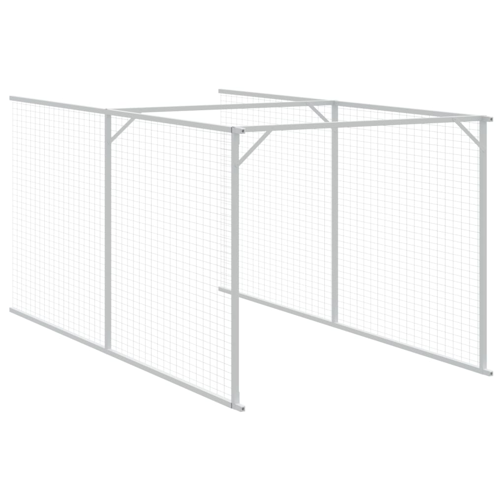 vidaXL Dog House with Run - Light Gray, 43.3"x480.7"x43.3", Galvanized Steel