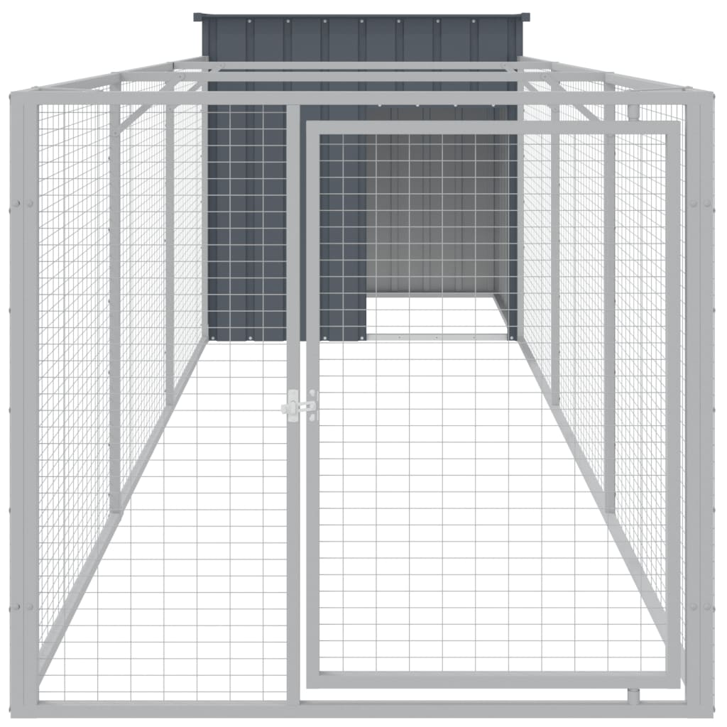 vidaXL Dog House with Run Anthracite 43.3"x159.4"x43.3" Galvanized Steel