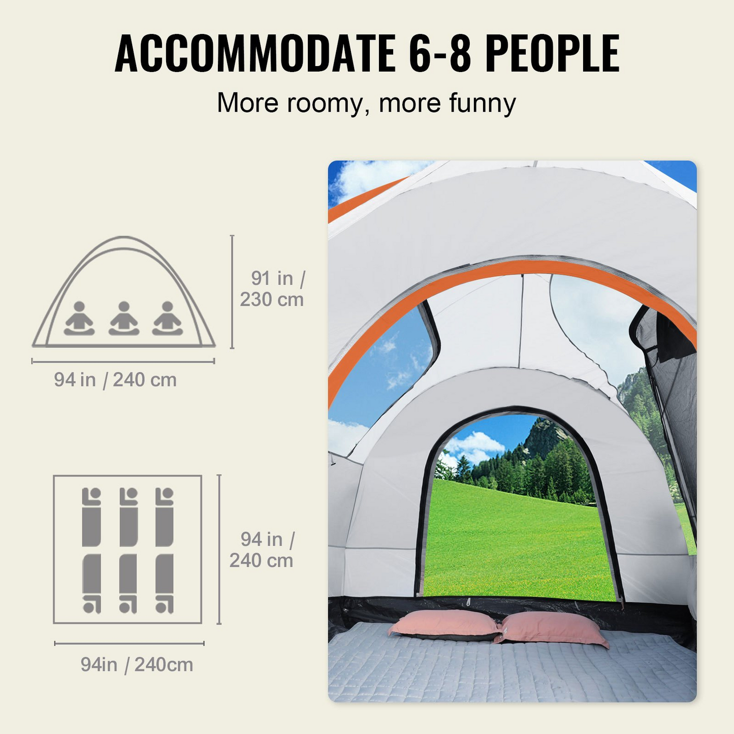 VEVOR SUV Camping Tent, 8'-8' SUV Tent Attachment for Camping with Rain Layer and Carry Bag