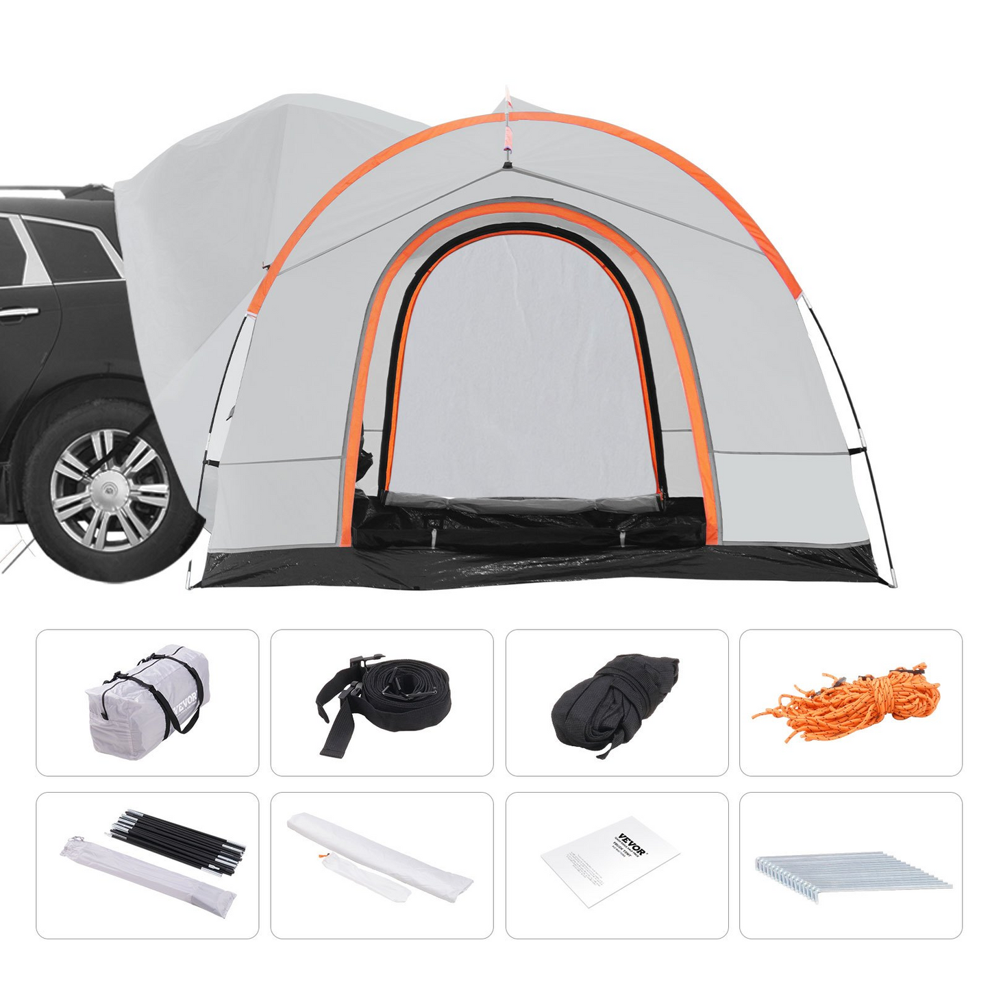 VEVOR SUV Camping Tent, 8'-8' SUV Tent Attachment for Camping with Rain Layer and Carry Bag