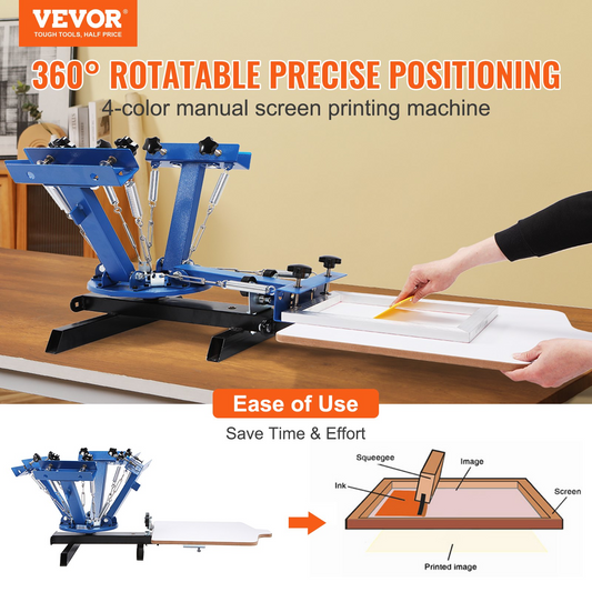VEVOR 4 Color 1 Station Screen Printing Machine | T-Shirt DIY Printing