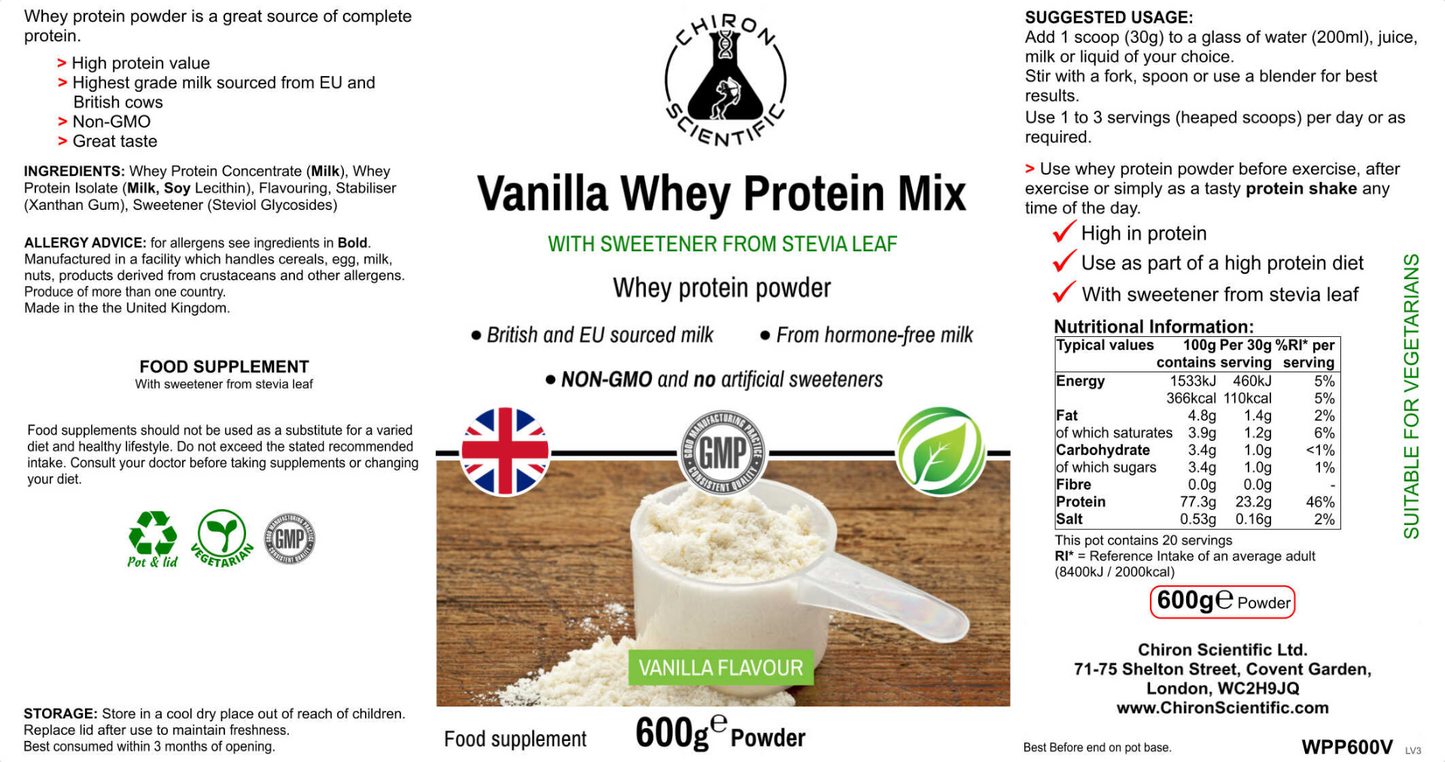 Delicious Vanilla Whey Protein Mix - High Quality and Hormone-Free