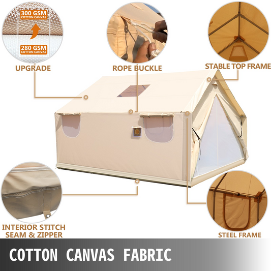 VEVOR Canvas Wall Tent 14X16ft | Waterproof Camping Tent with Stove Hole